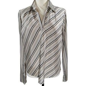 Womans Giorgio Fiorlini Collection Black & White Stripe Dress Shirt Top M